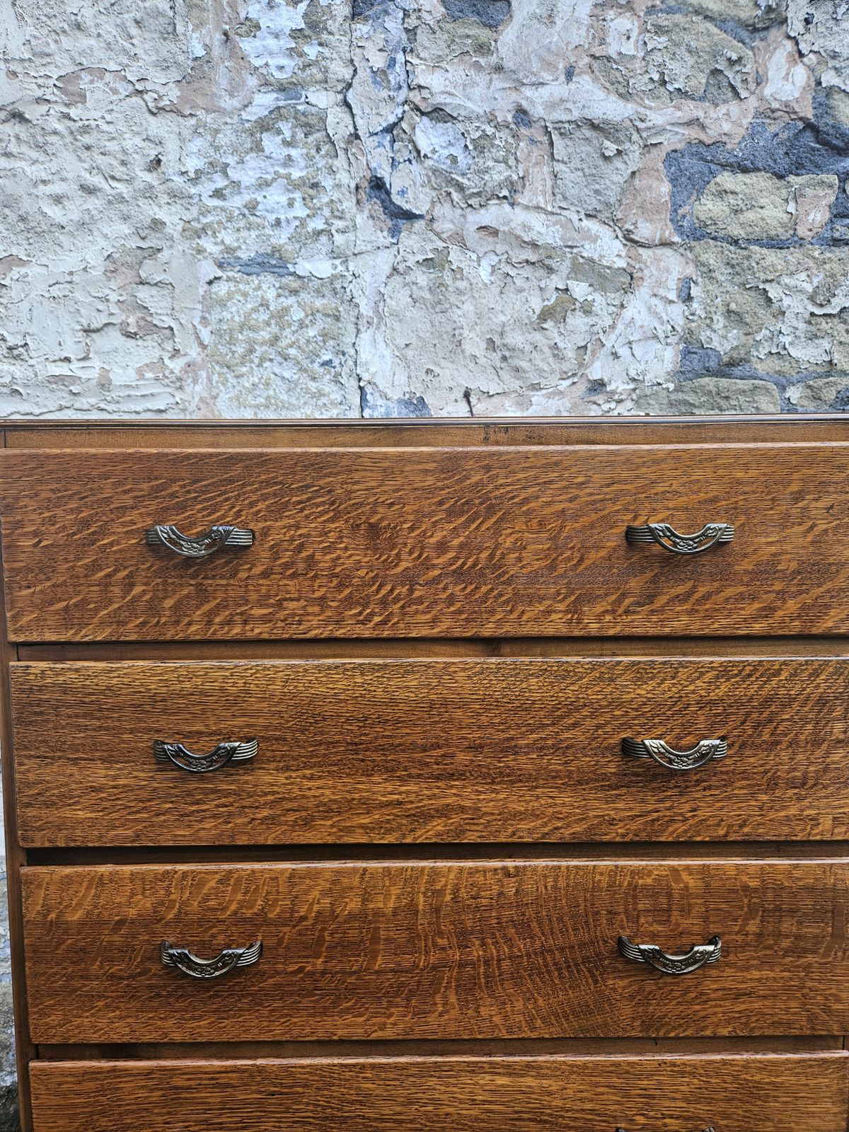 Vintage Oak Chest Of Drawers: Five Drawer Tallboy Cabinet photo Furniture
