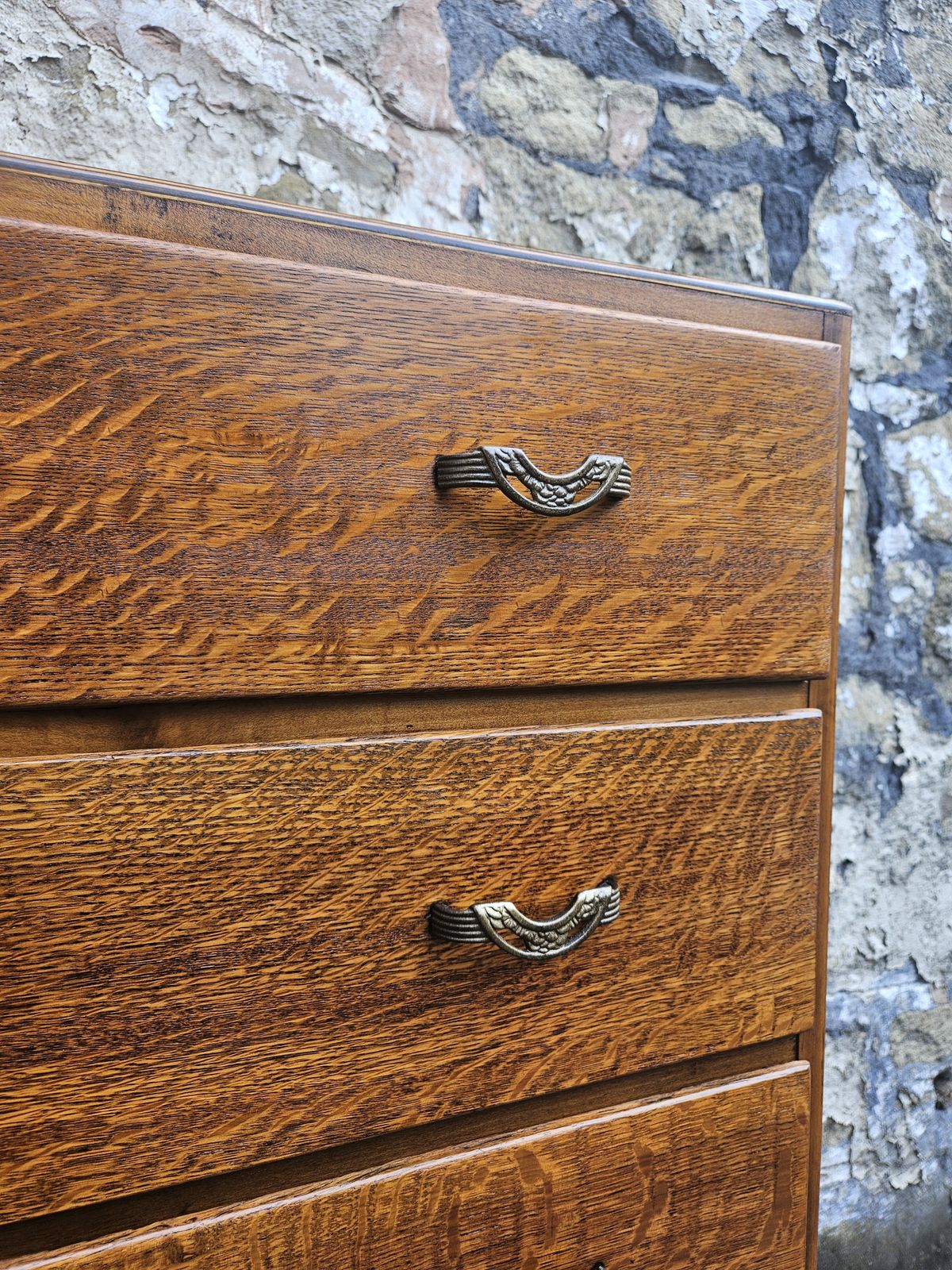 Vintage Oak Chest Of Drawers: Five Drawer Tallboy Cabinet photo buy