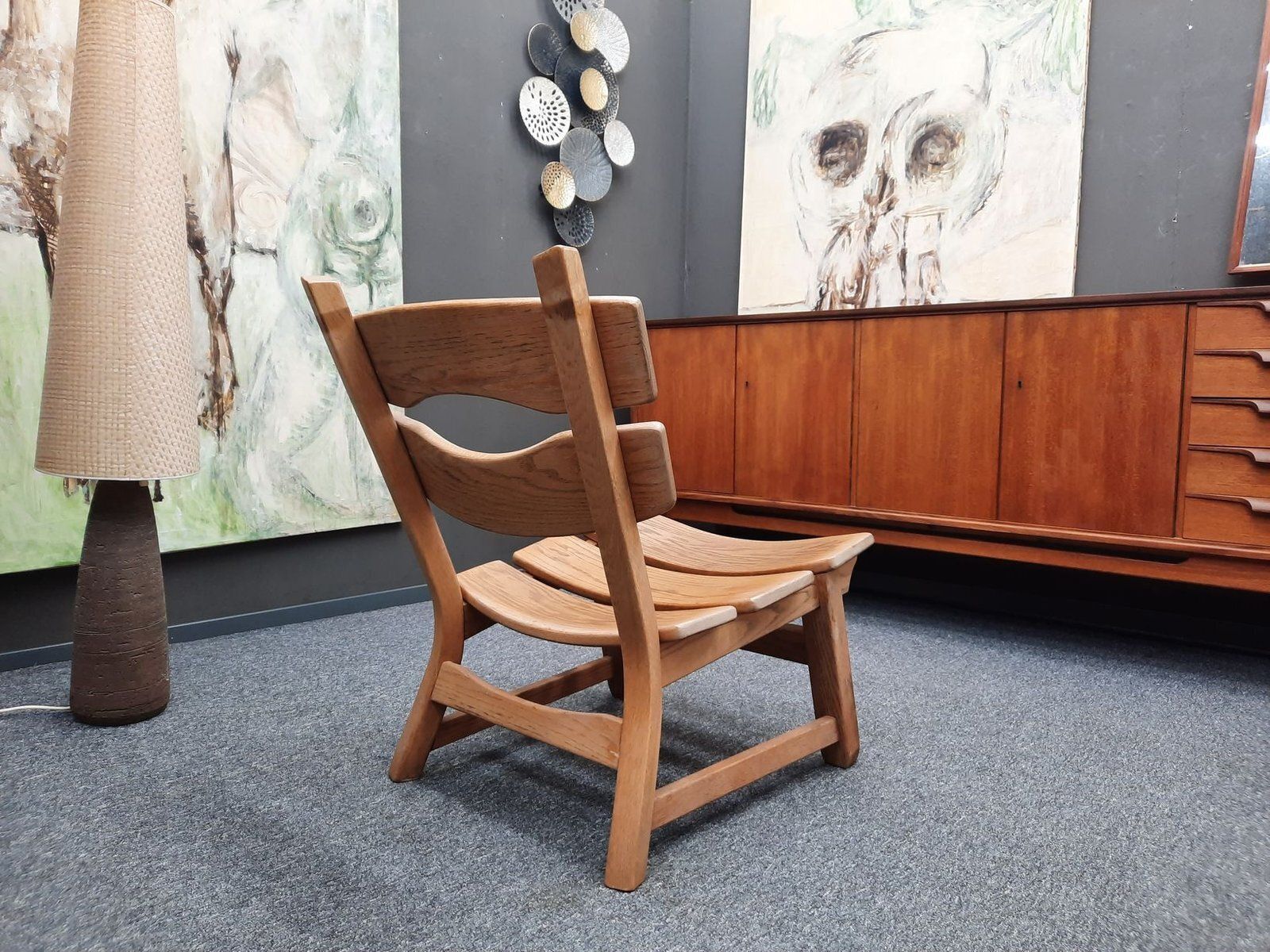 photo furniture Brutalist Oak Armchairs And Footstools By Awa Holland For Awa Meubelfabriek, 1979, Set Of 4