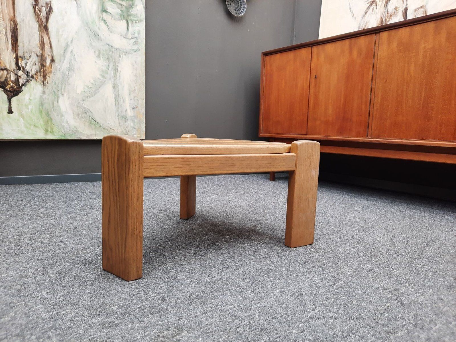 photo vinterior Brutalist Oak Armchairs And Footstools By Awa Holland For Awa Meubelfabriek, 1979, Set Of 4