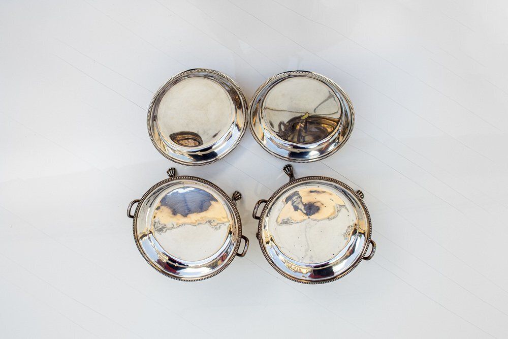Silver Plated Metal Chafing Dishes From Lambert London, 1920s, Set Of 2 photo for sale