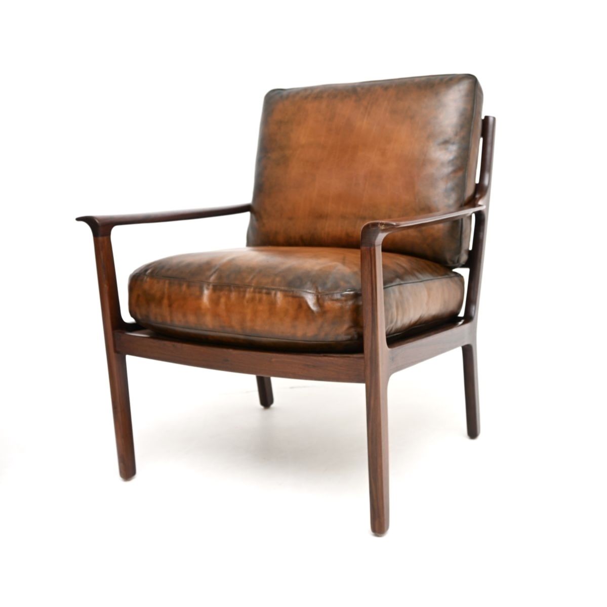 Pair Of Vintage Scandinavian Rosewood And Leather Armchairs By Frederik Kayser photo vinterior