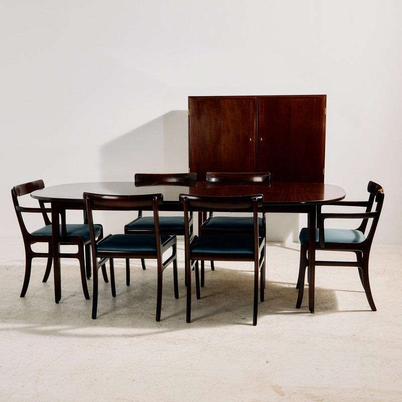 Rungstedlund Mahogany Dining Set By Ole Wanscher For Poul Jeppesen Møbelfabrik, 1960s, Set Of 8 photo for sale
