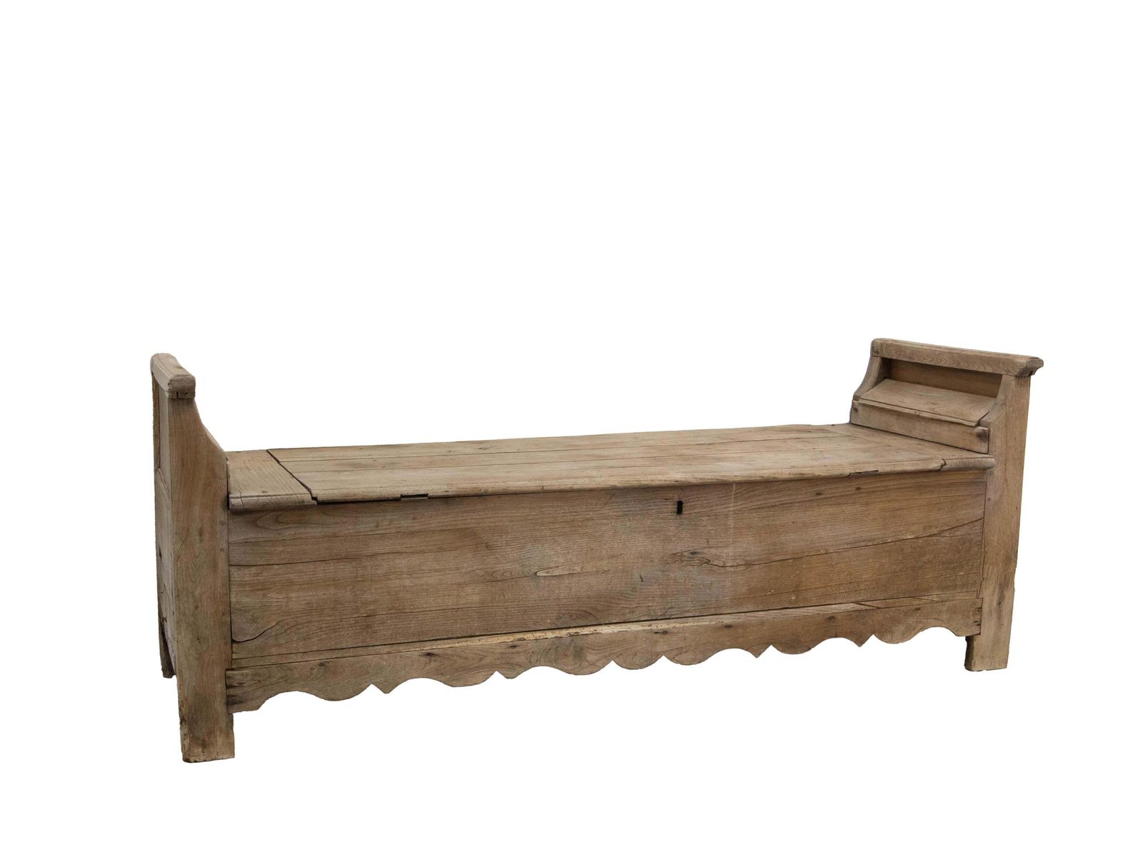 Antique Rustic Coffer Storage Bench, Oak Bed Footboard Chest Breton French photo furniture