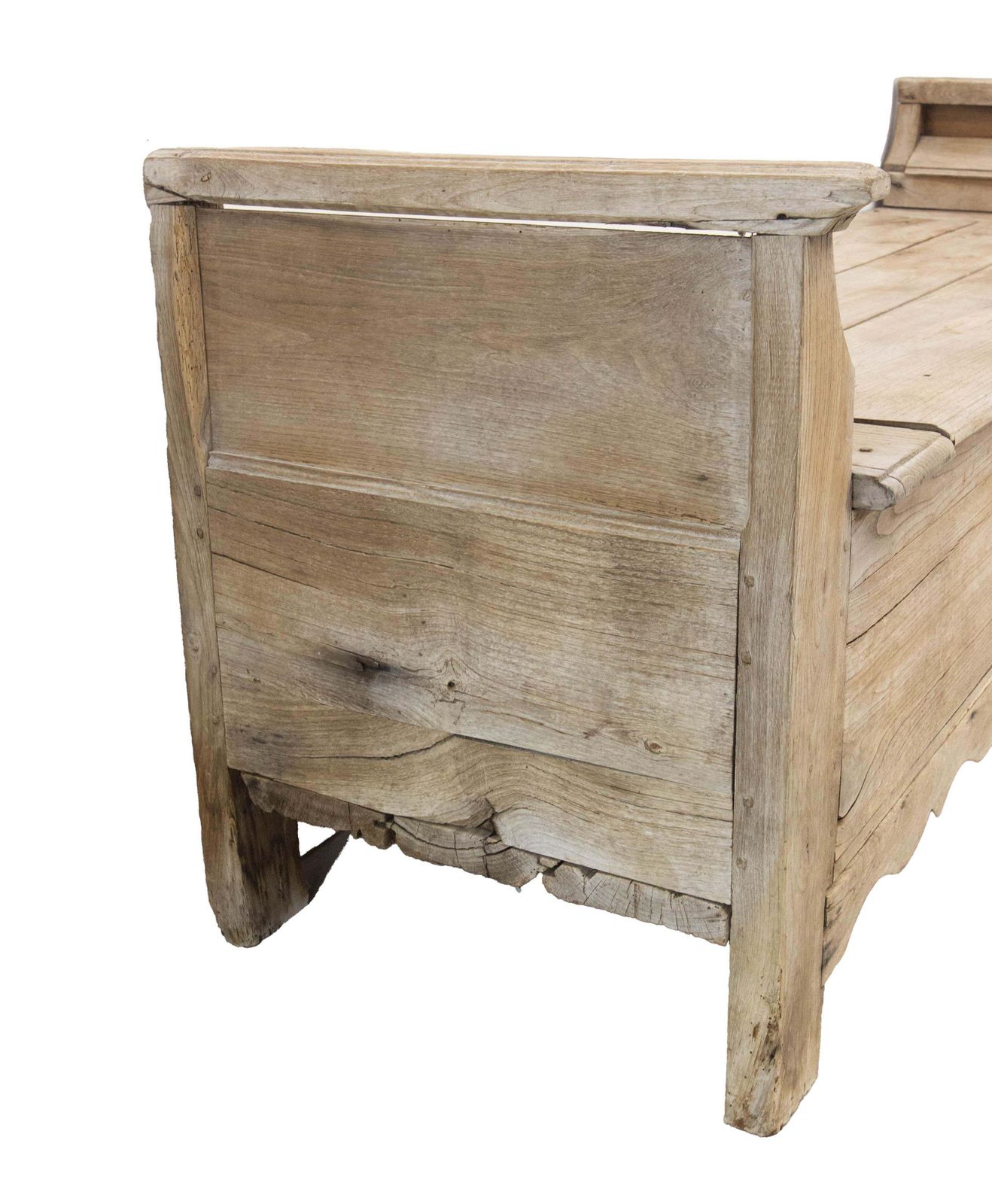 Antique Rustic Coffer Storage Bench, Oak Bed Footboard Chest Breton French photo Furniture
