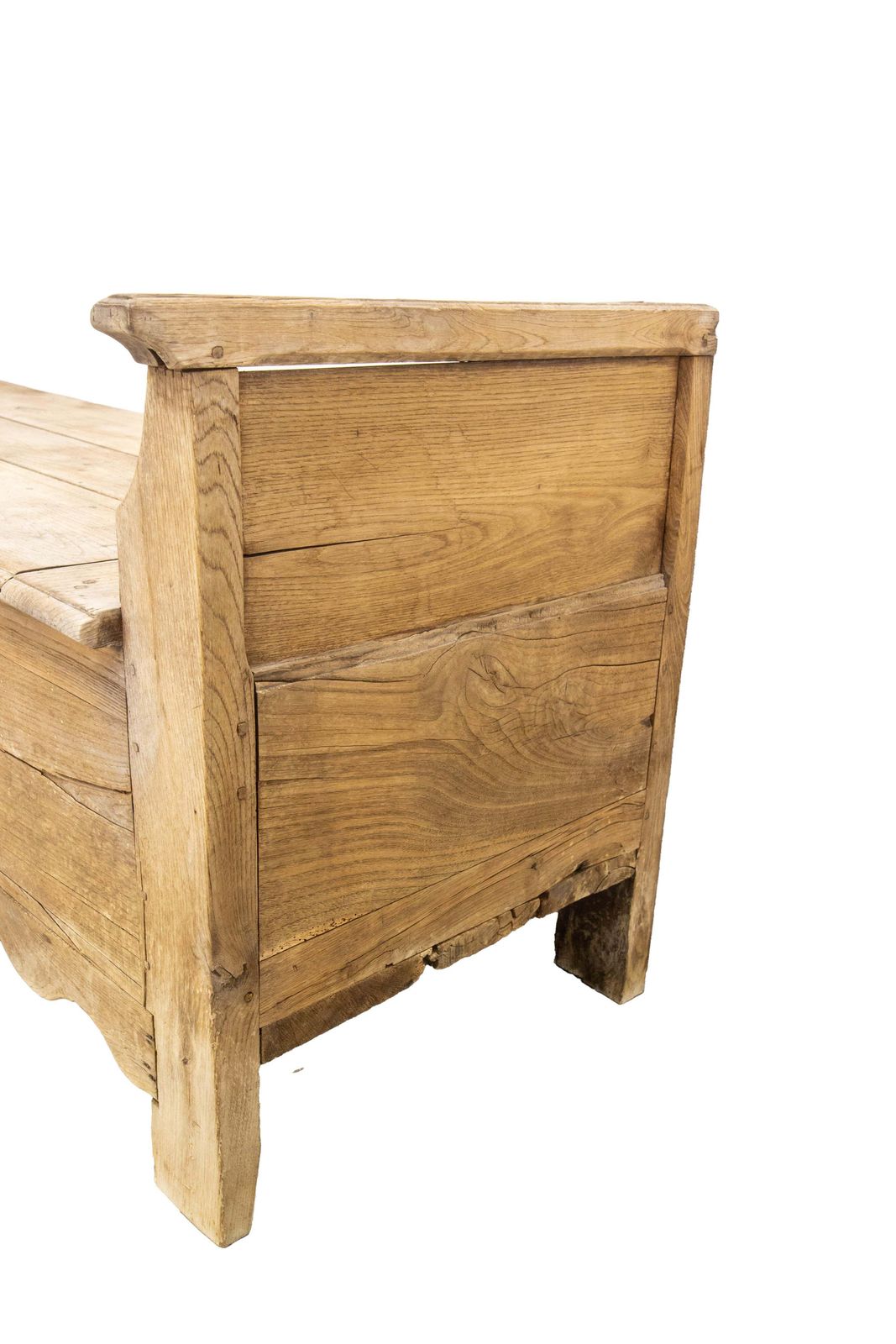 Antique Rustic Coffer Storage Bench, Oak Bed Footboard Chest Breton French photo 1946.0