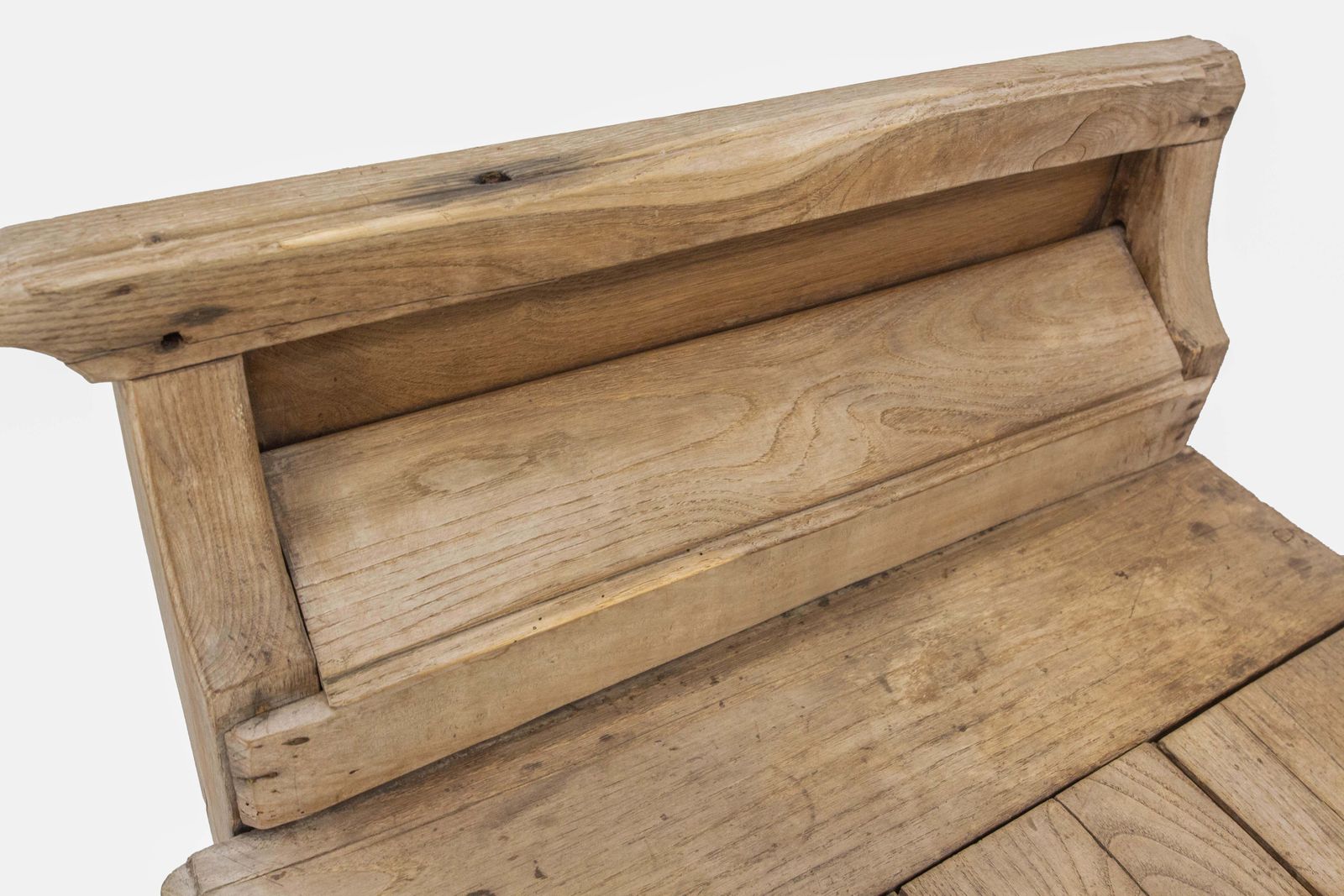 photo furniture Antique Rustic Coffer Storage Bench, Oak Bed Footboard Chest Breton French