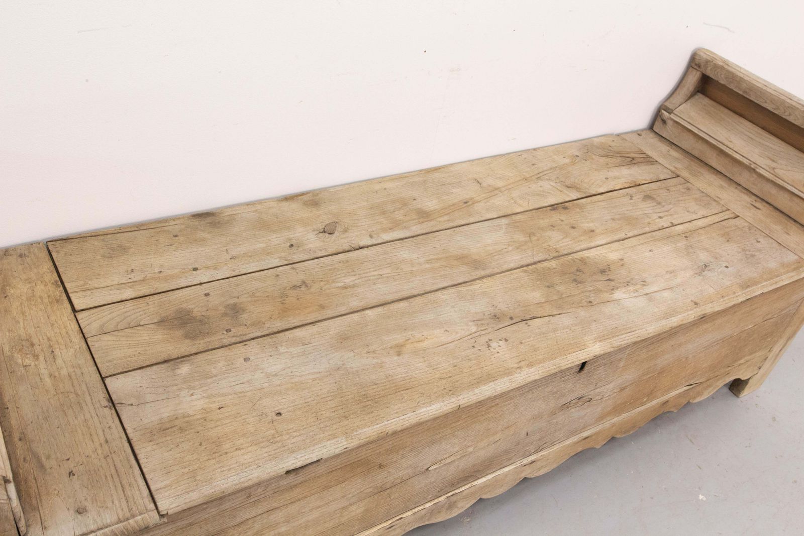 photo for sale Antique Rustic Coffer Storage Bench, Oak Bed Footboard Chest Breton French
