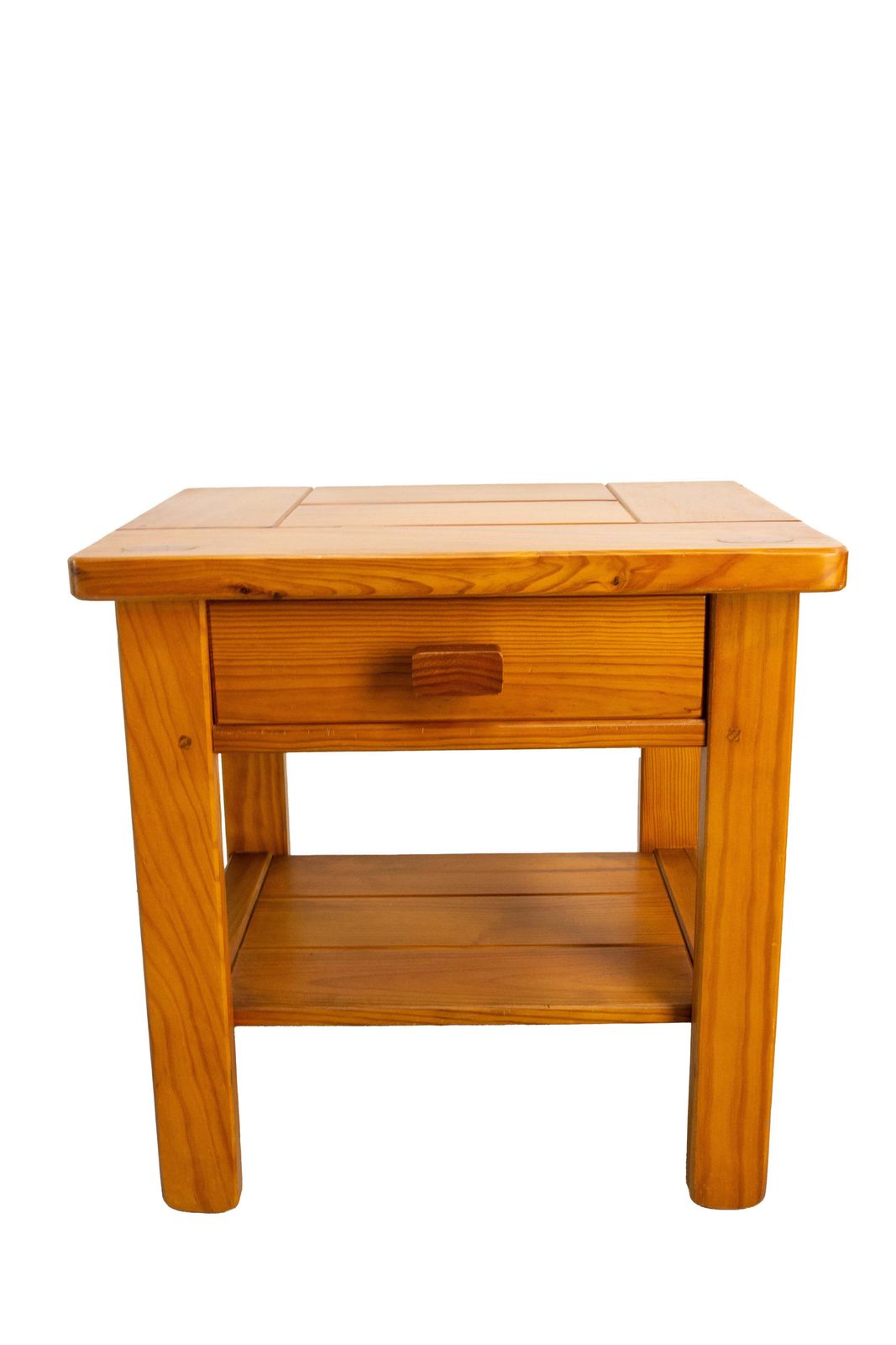 French Pair Nightstands Charlotte Perriand Style Bedside Tables Pine Circa 1970 photo Furniture