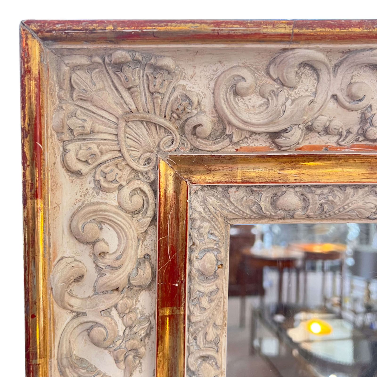 Pair Of 19th Century Large Giltwood Wall Mirrors With Decorative Frames photo for sale