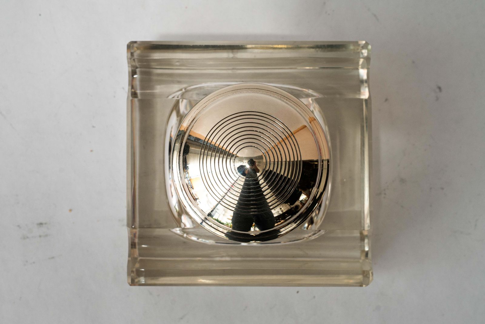 Art Deco Inkwell With Cut Glass And Brass( Nickel  Plated ) Around 1920s photo 252.0