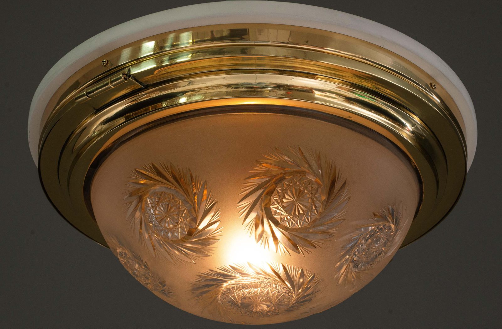 Art Deco Ceiling Lamp With Original Cut Glass Shade Vienna Around 1920s photo vintage