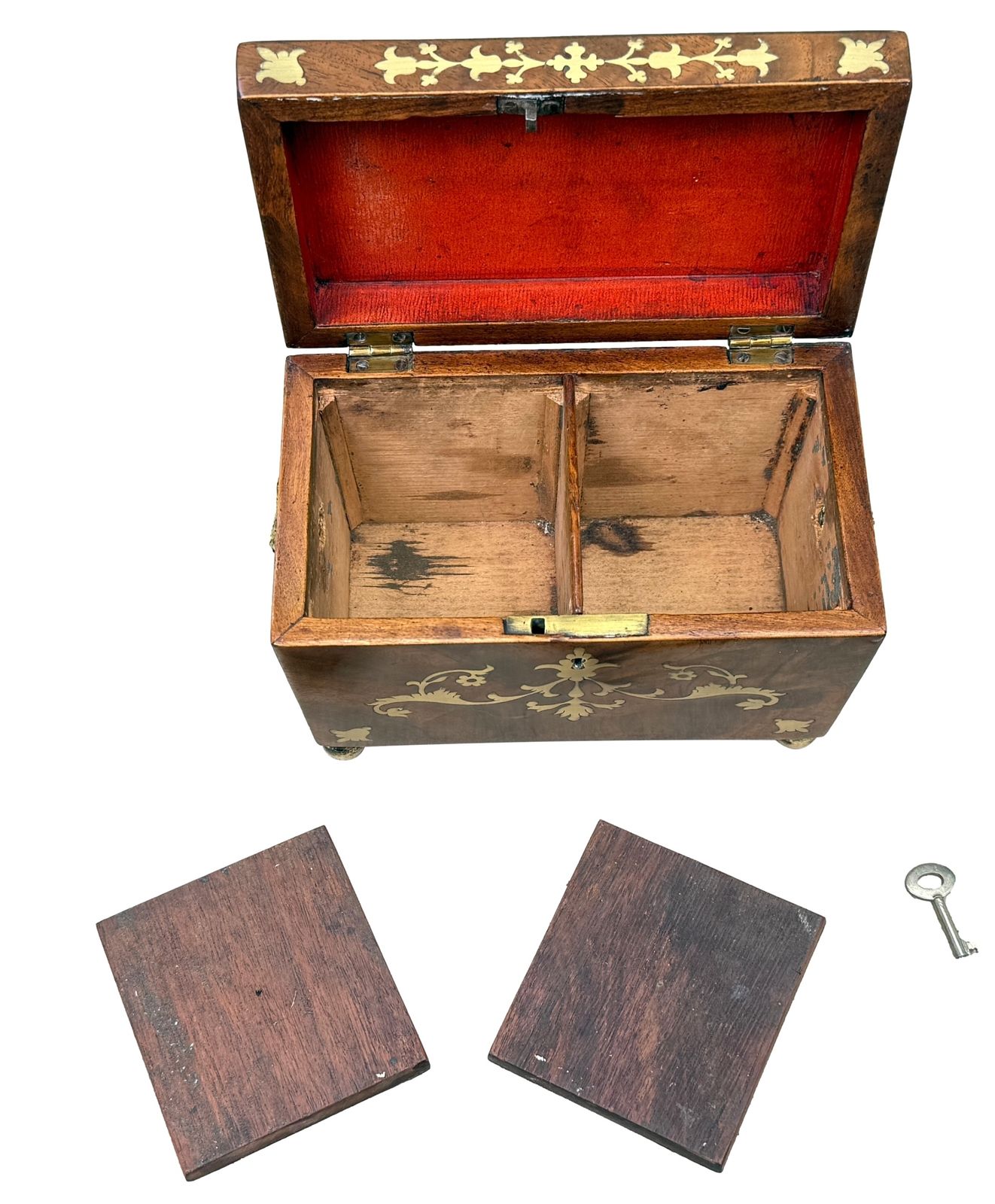 Regency Mahogany 19th Century Brass Inlaid Tea Caddy (England, Circa 1815) photo 1295.0