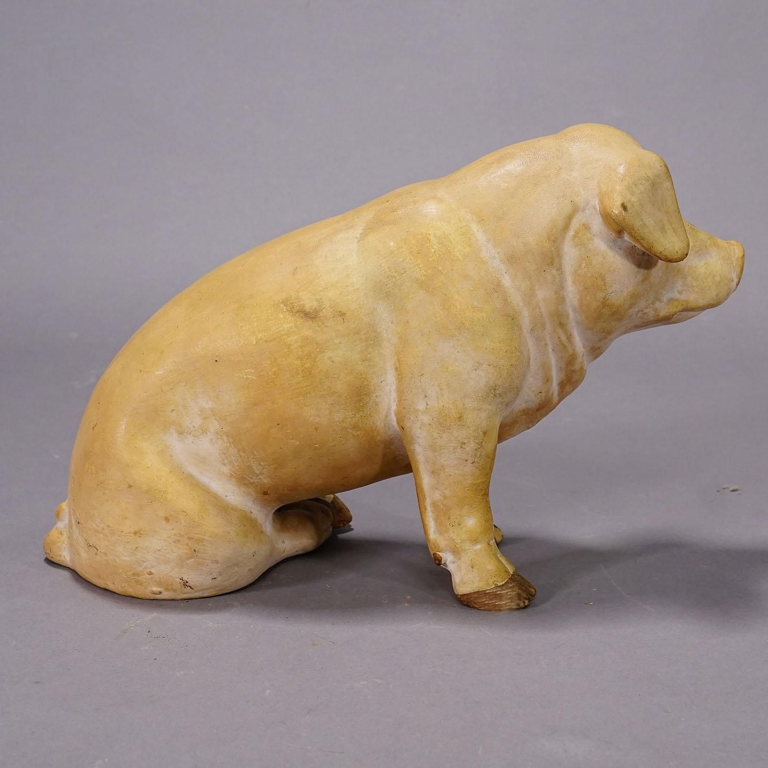 1950s German Butchery Pig Window Decoration photo vinterior