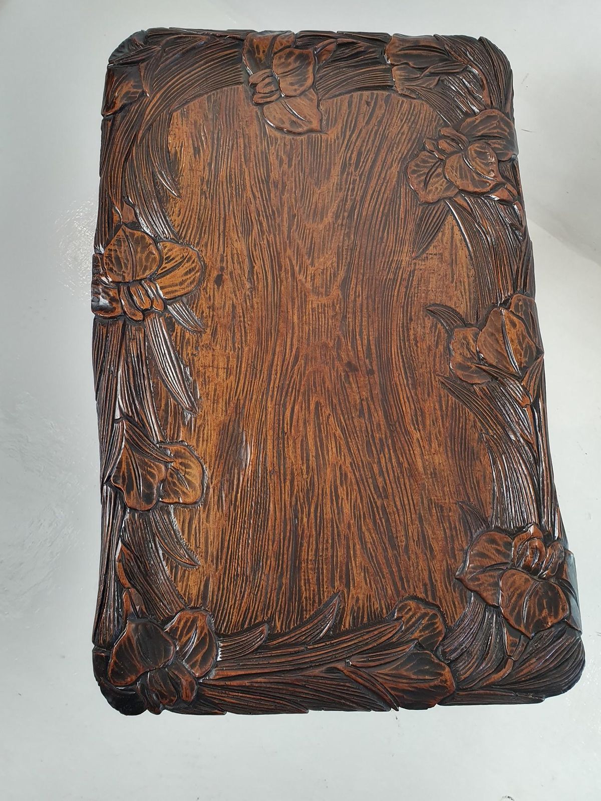 Hand Carved Japanese Kamakura Bori Side Table, Art Nouveau, Circa 1900 photo Furniture