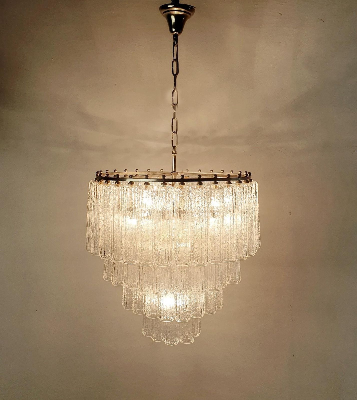 Italian Mid Century Chandelier, Murano Glass, 10 Bulbs, 1965, Italy photo Lighting