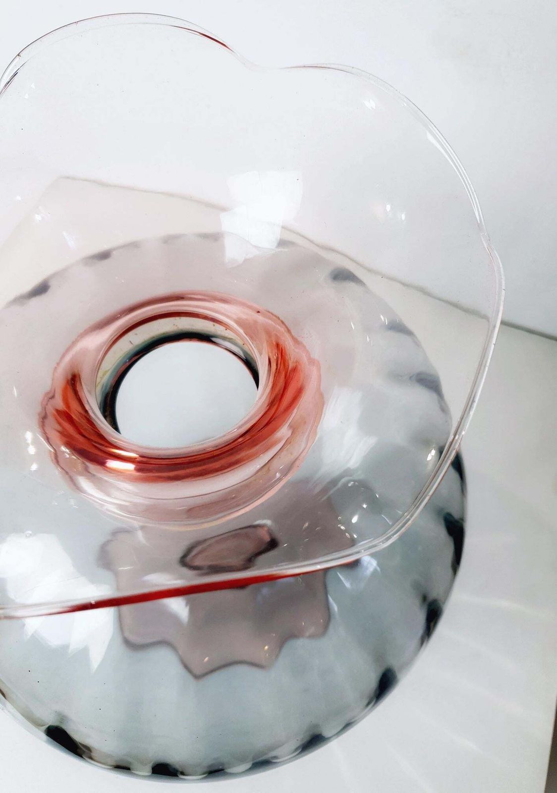 Large Modern Murano Glass Vase, Pink And Gray, Italy, 1980s Design photo for sale
