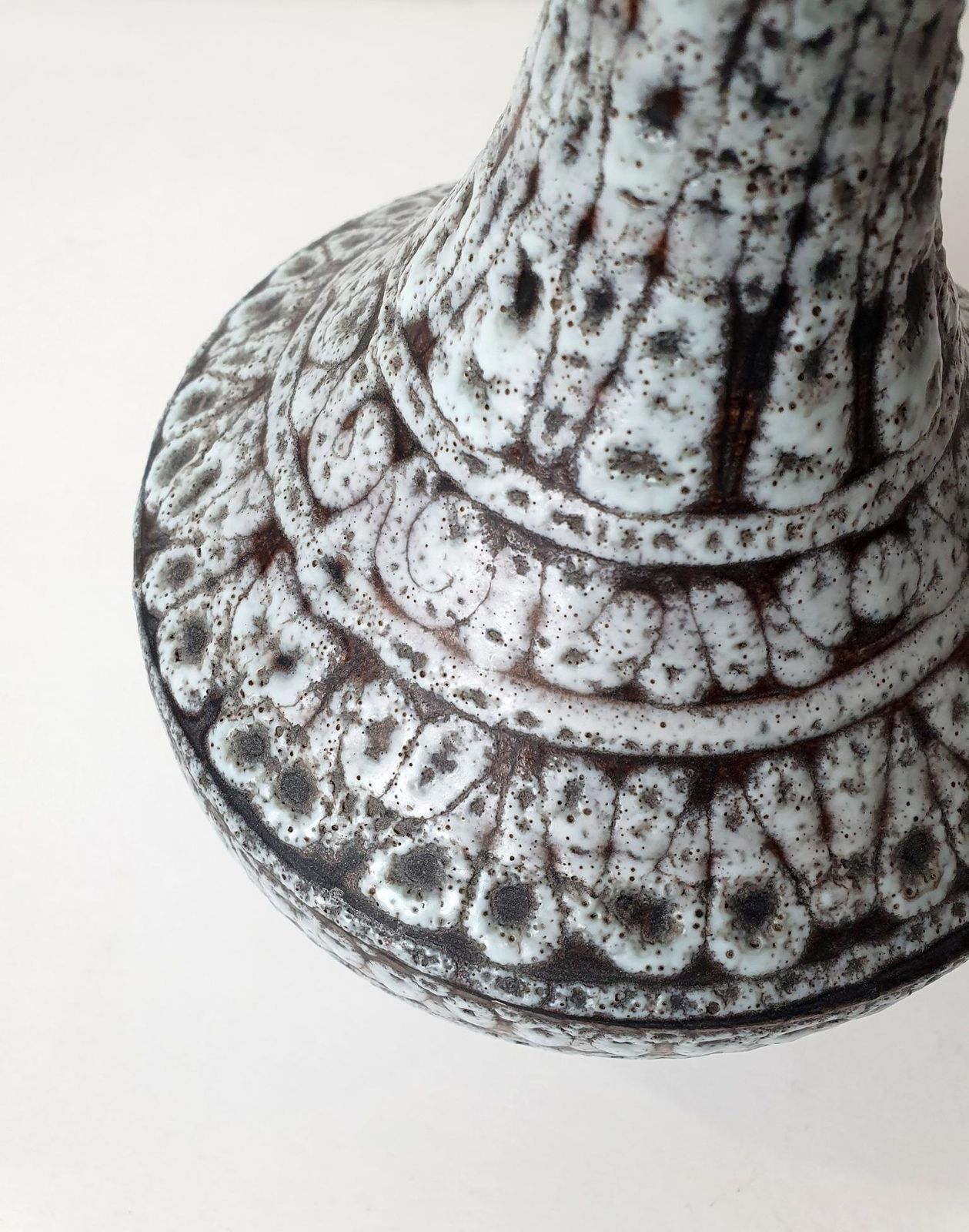 Mid Century Modern Italian Ceramic Vase, White And Gray Glaze, 1930s photo Home Decor