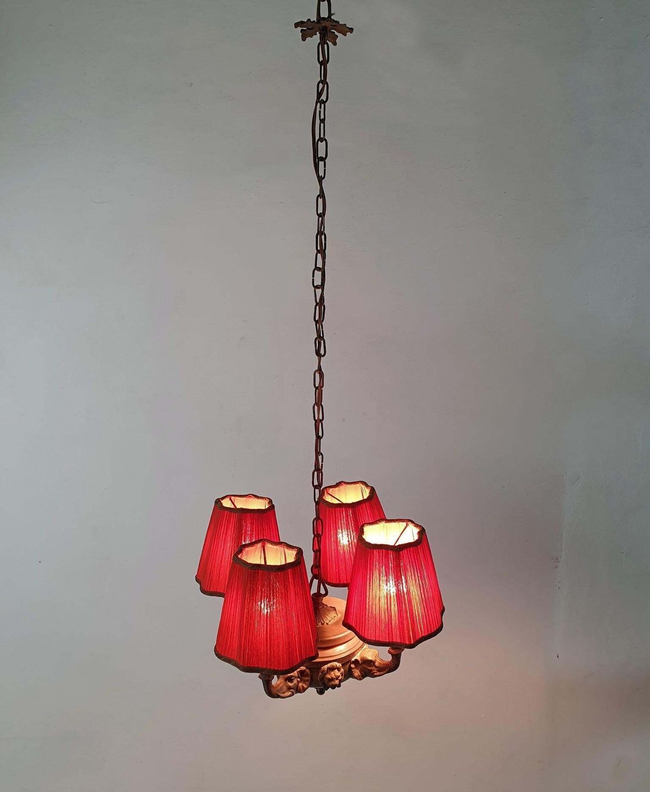 Victorian Antique Bronze Elephant Pendant Chandelier, France, 1900 photo furniture