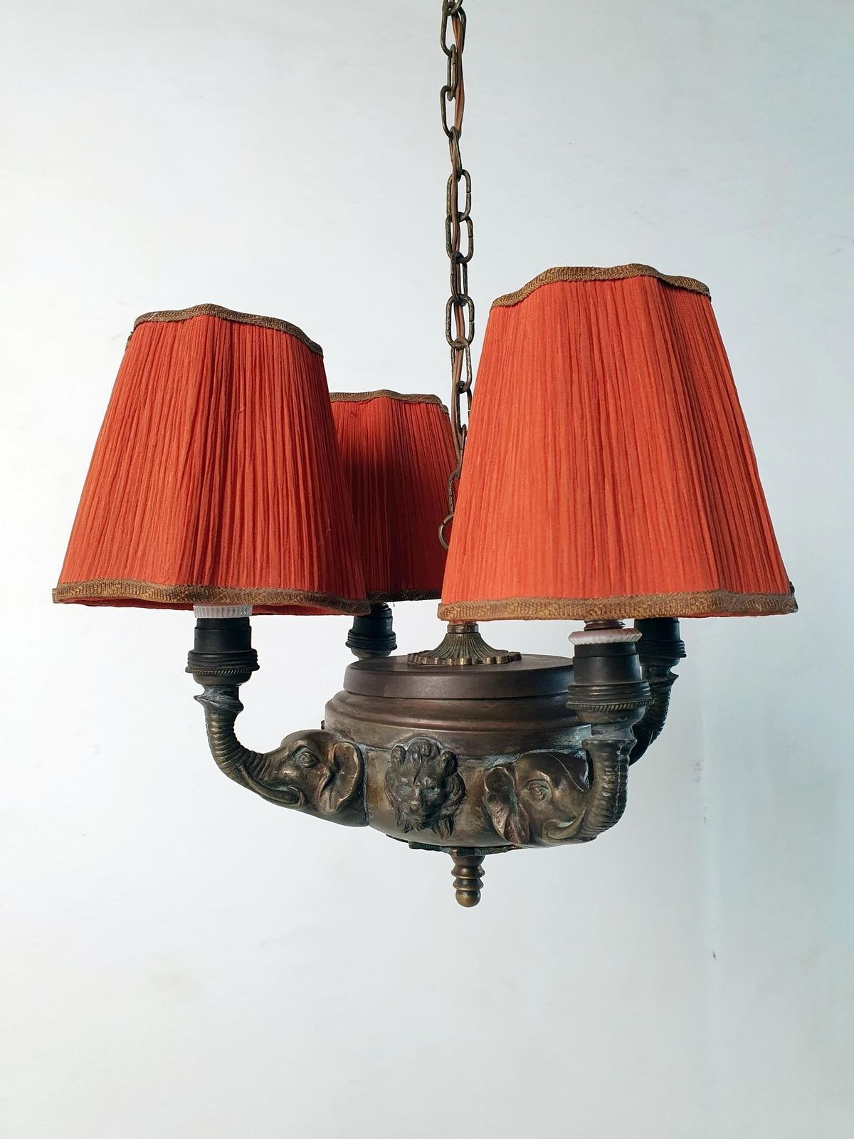 Victorian Antique Bronze Elephant Pendant Chandelier, France, 1900 photo 1492.0