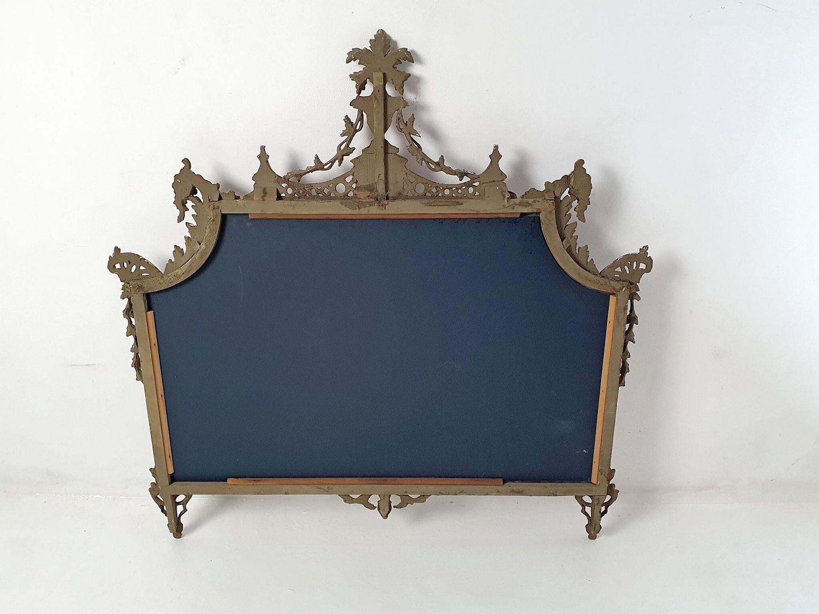 Italian Regency Overmantle Mirror, Hand Carved Wood & Stucco, 1930s photo 2885.0