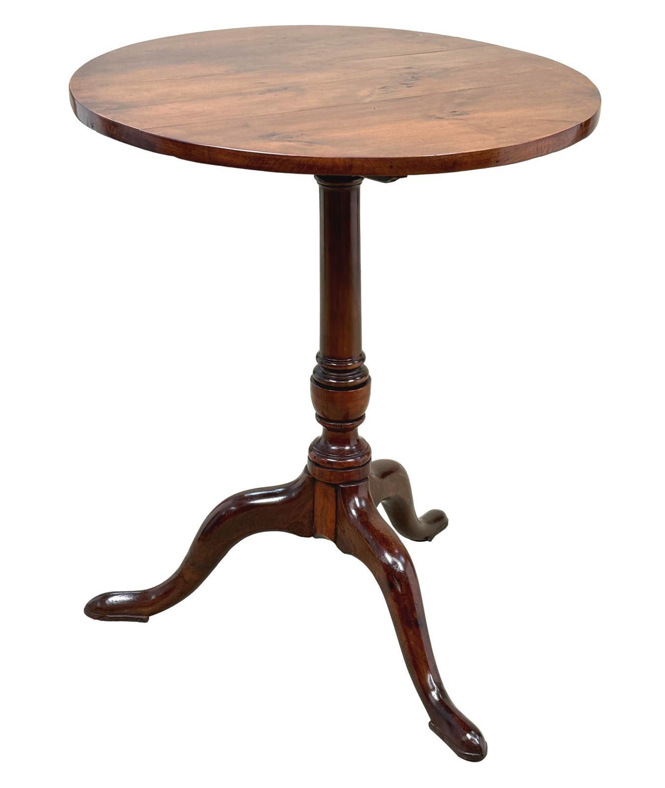 Rare 18th Century Georgian Solid Yew Wood Tripod Table (England, Circa 1750) photo vinterior