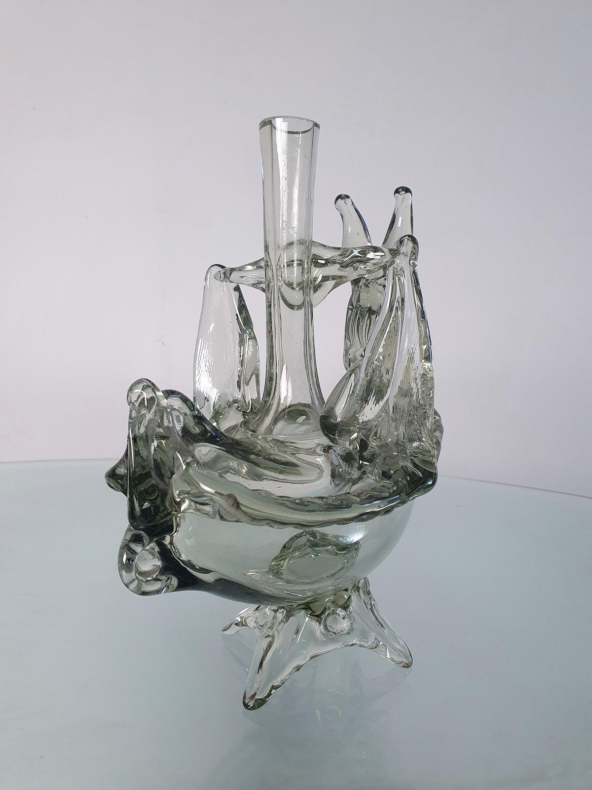 Murano Glass Vase And Candle Holder, Mystical Fox Design, Italy, 1940s photo 647.0