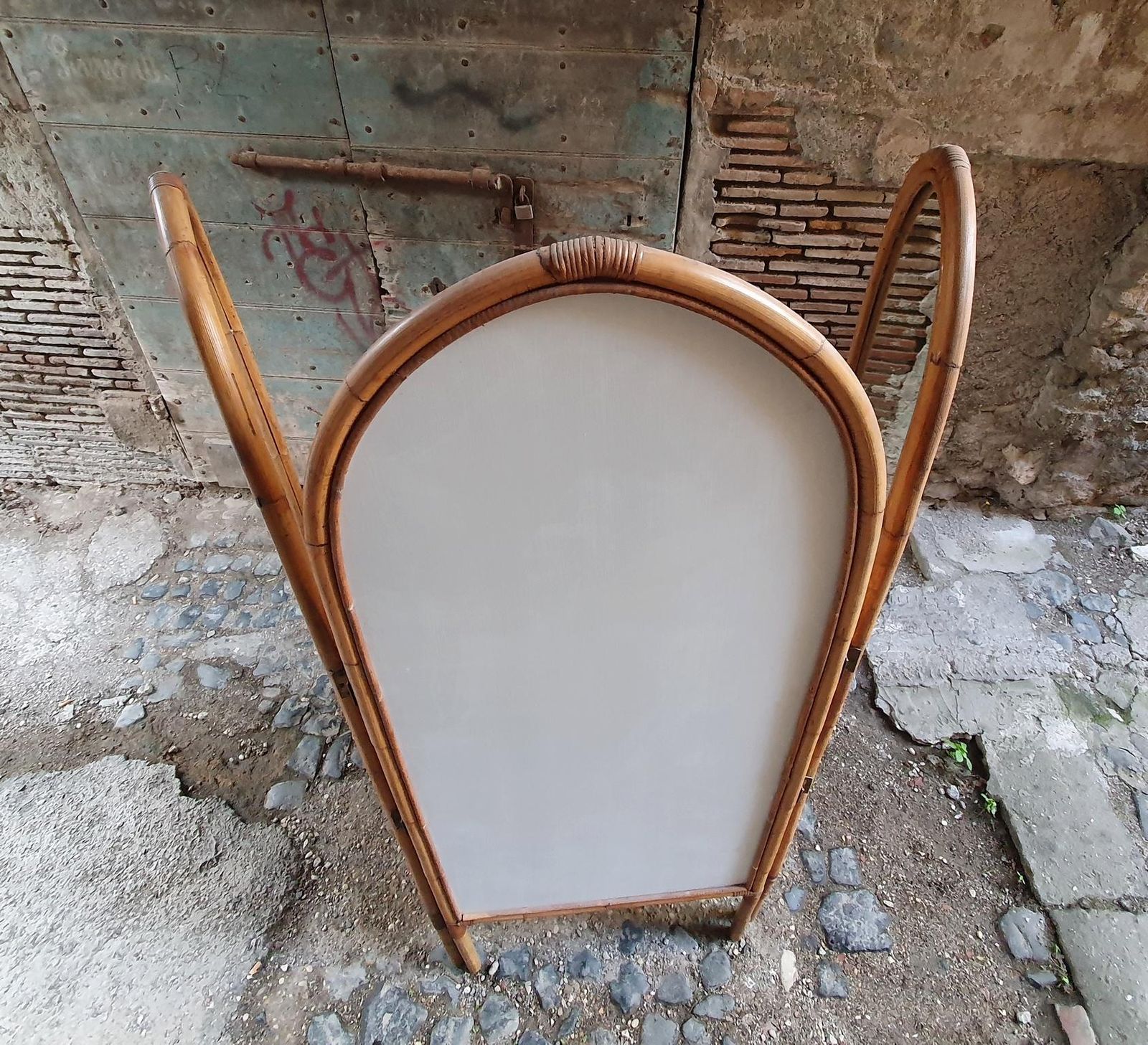 Italian Mid Century Modern Bamboo And Mirror Room Divider, 1960s photo vintage
