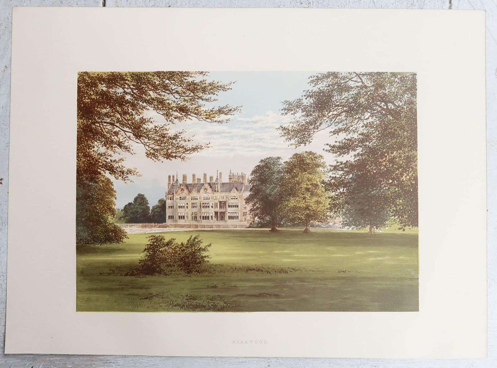 Set Of 12 Antique Prints Of English Country Houses And Gardens, C.1880 photo 165.0