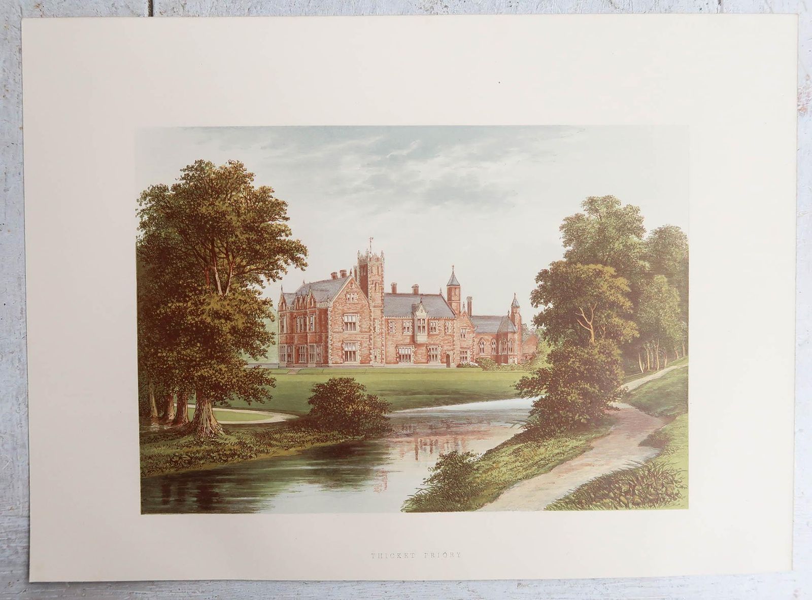 photo furniture Set Of 12 Antique Prints Of English Country Houses And Gardens, C.1880