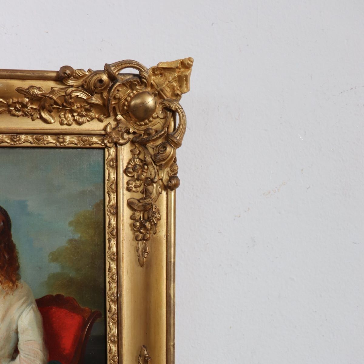 Portrait Of A Young Woman With A Book, Oil Painting On Canvas, 19th Century, Framed photo Art
