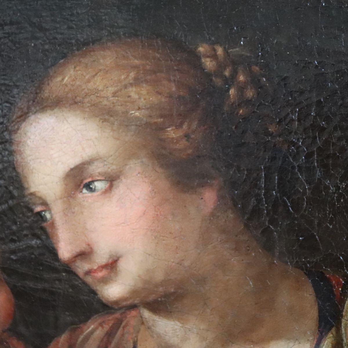 2016.0 Madonna With Child Jesus And The Infant Saint John The Baptist, 18th Century, Oil Painting On Canvas photo
