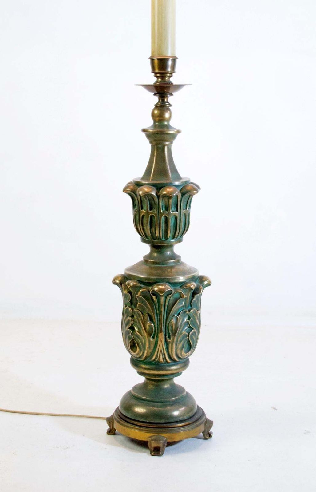Italian Art Deco Floor Lamp, Bronze And Ceramic, 1930s, Green And Gold photo furniture