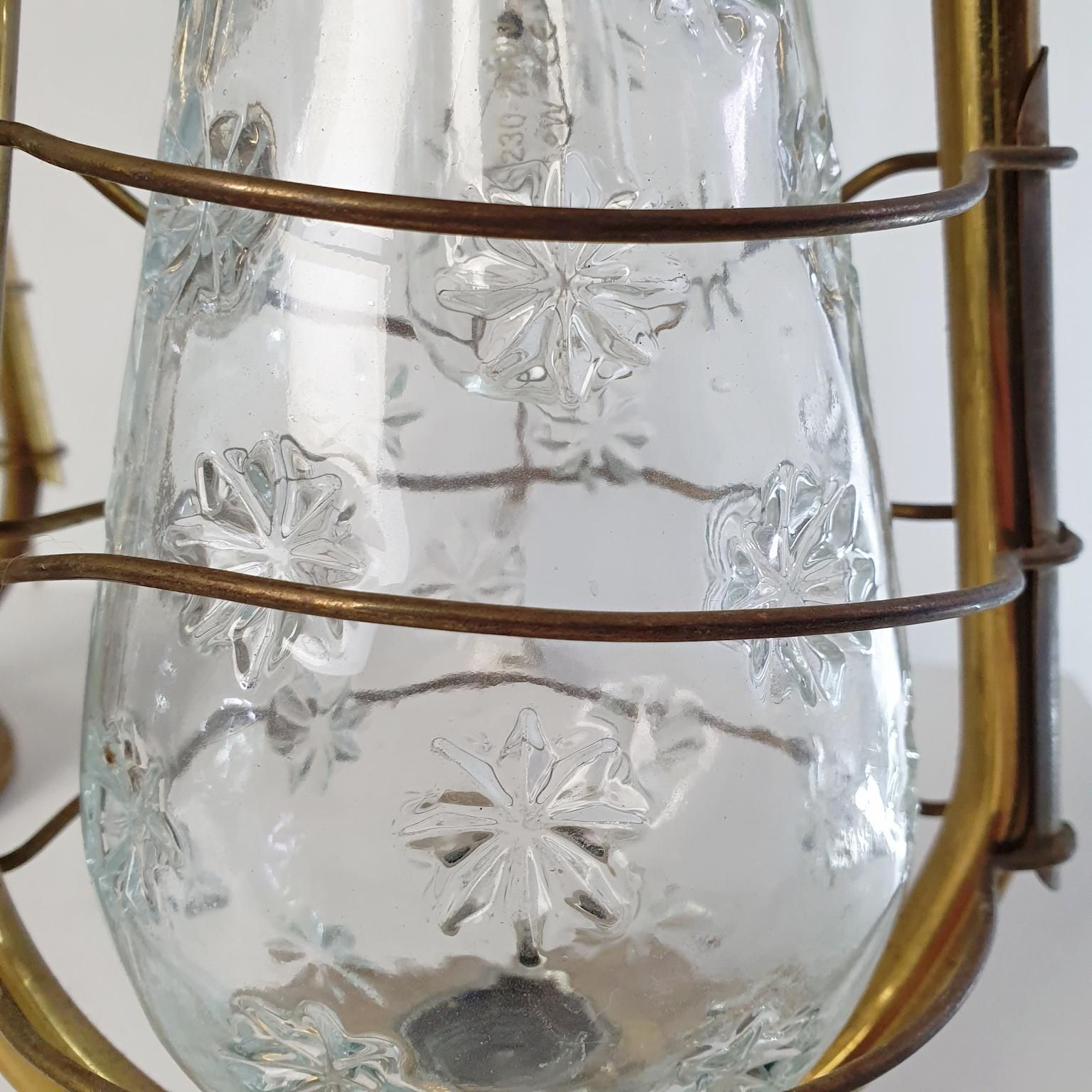 Mid Century Modern Italian Hurricane Lanterns, Brass & Glass, 1950s photo Lighting