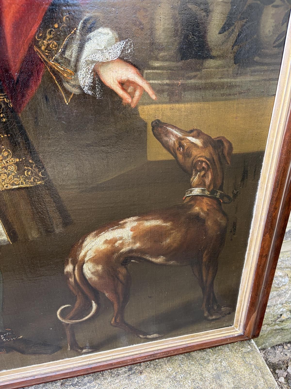 18th Century Oil On Canvas Portrait Of Boy With Dog photo Art