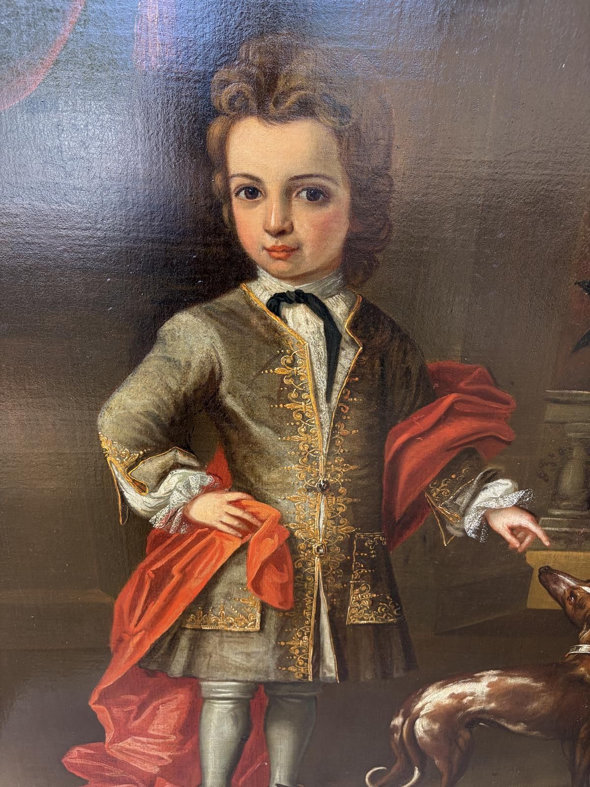 18th Century Oil On Canvas Portrait Of Boy With Dog photo buy