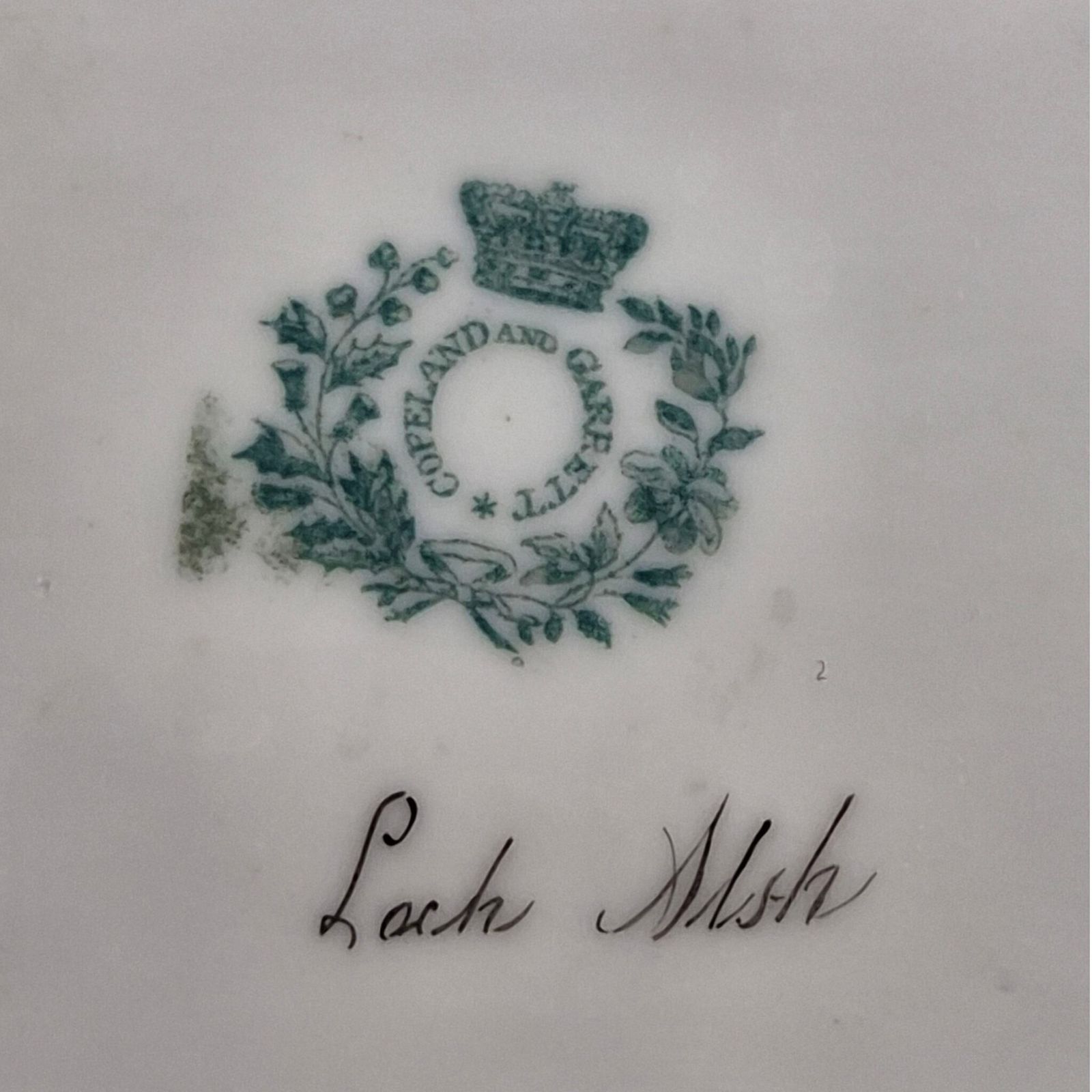 photo vinterior Copeland & Garrett Apple Green Scottish Views Dishes, ca. 1833-1847