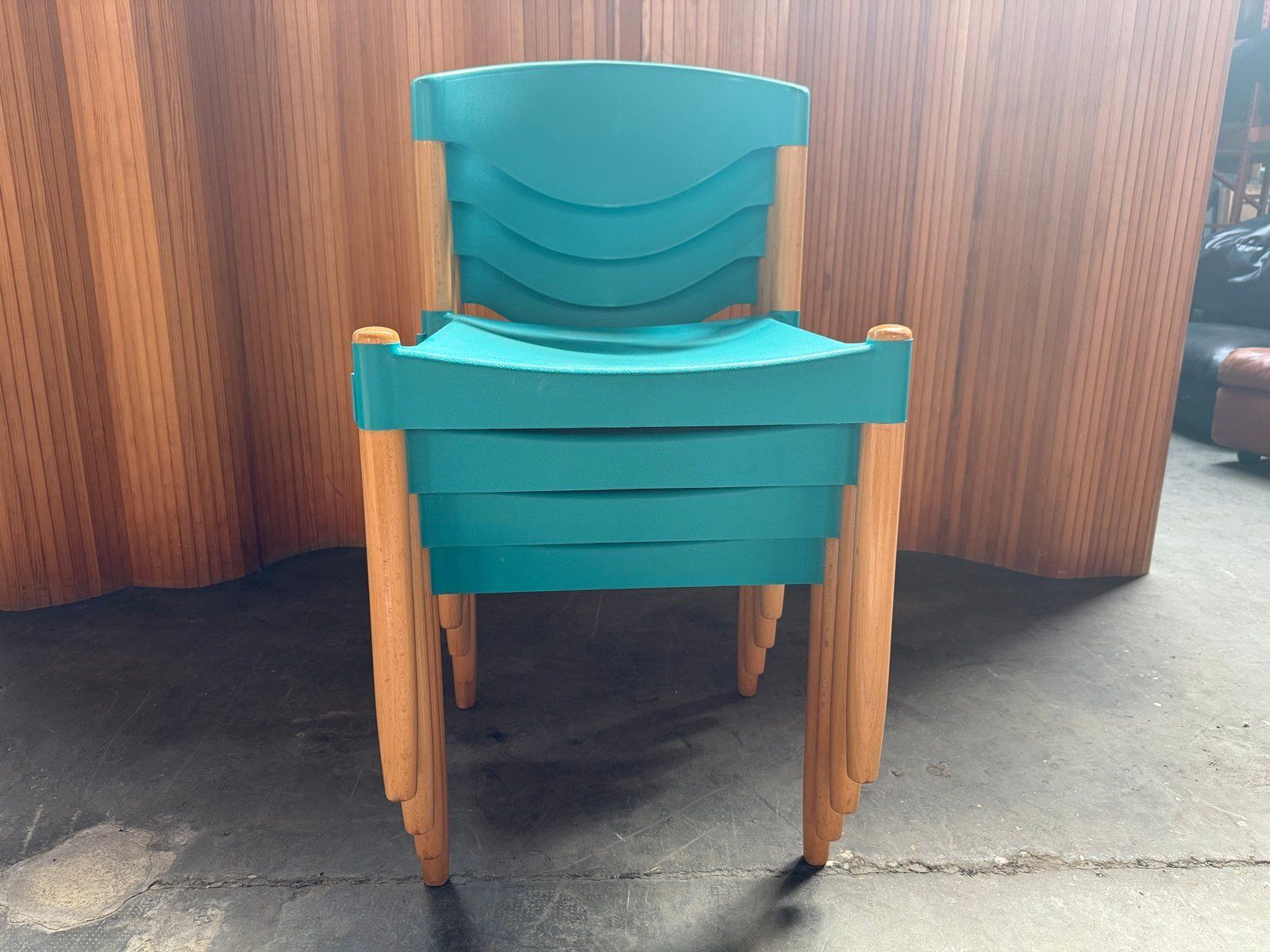 photo furniture Strax Chairs In Turquoise By Hartmut Lohmeyer For Casala, 1981, Set Of 6