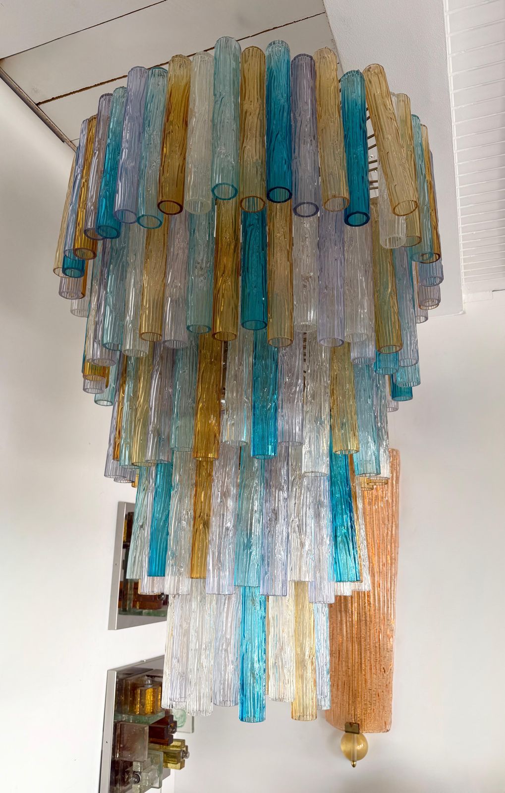 Cascade Chandelier Tube Murano Glass By Venini, Italy, 1960s photo furniture