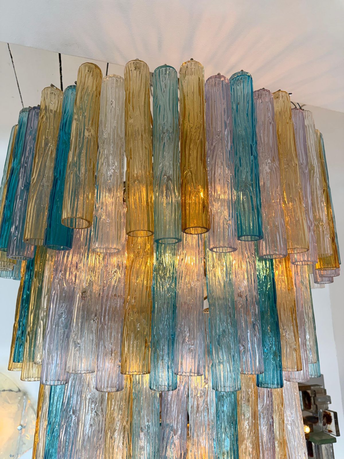 Cascade Chandelier Tube Murano Glass By Venini, Italy, 1960s photo 14267.0