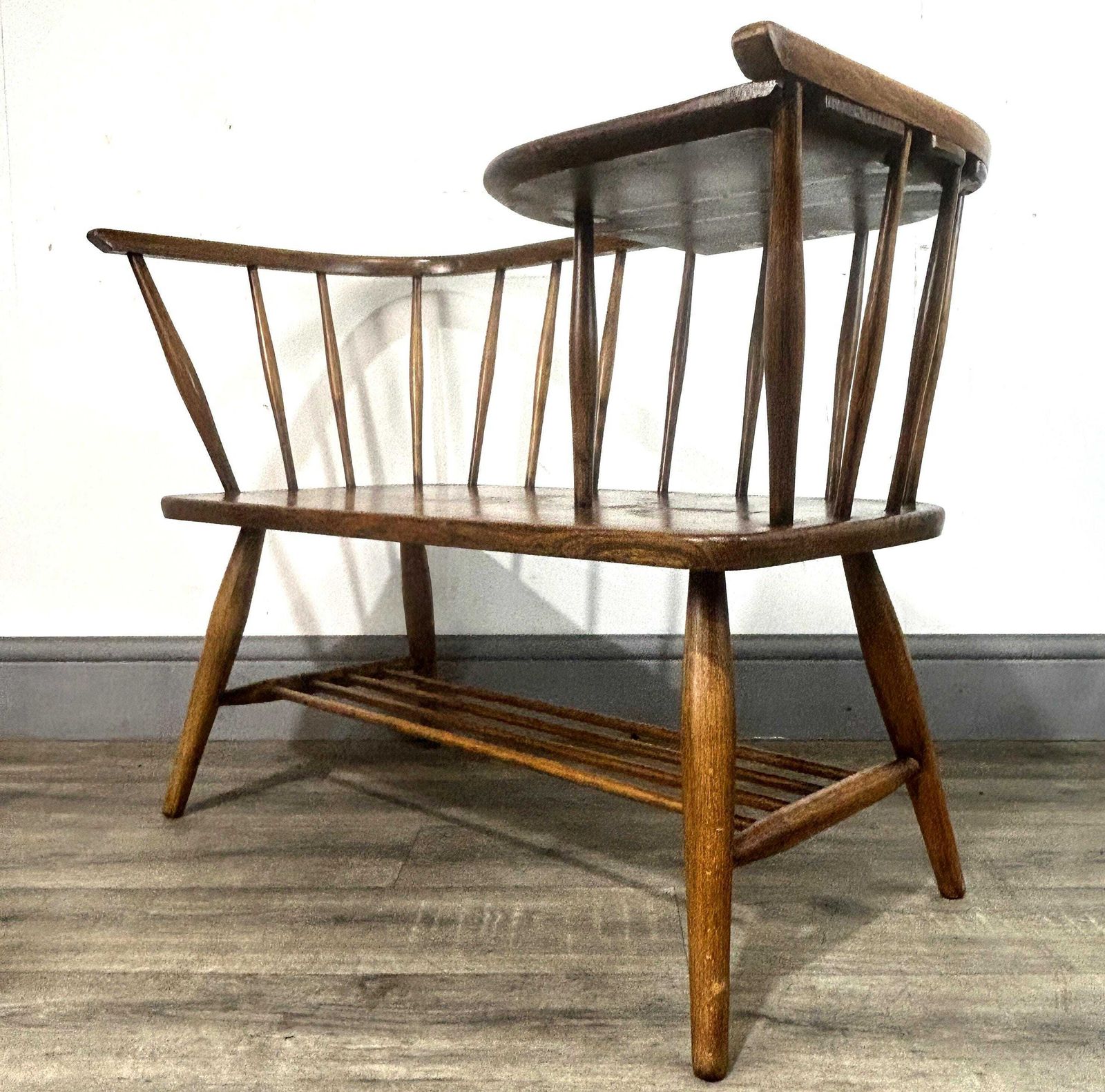 photo furniture Vintage Mid Century Ercol Style Gossip Bench Telephone Seat 1960's