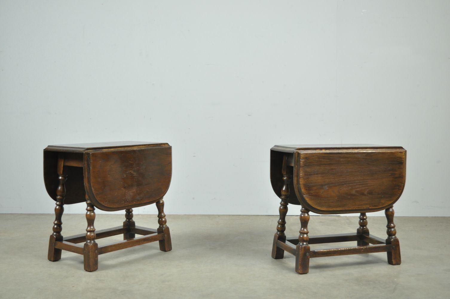 Young Antique Oak Drop Leaf Side Tables, Netherlands 1920s photo for sale