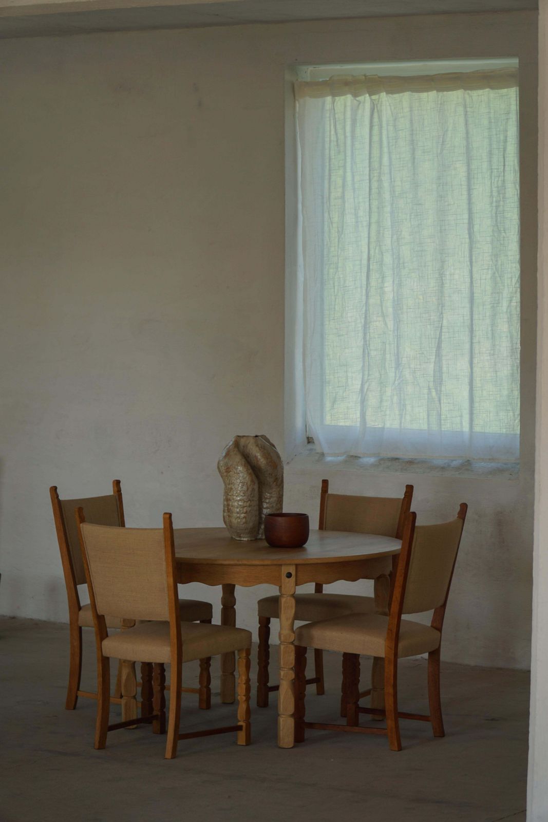 Set Of 10 Dining Chairs, Oak & Hessian, Henning Kjærnulf, Danish Modern, 1950s photo Furniture