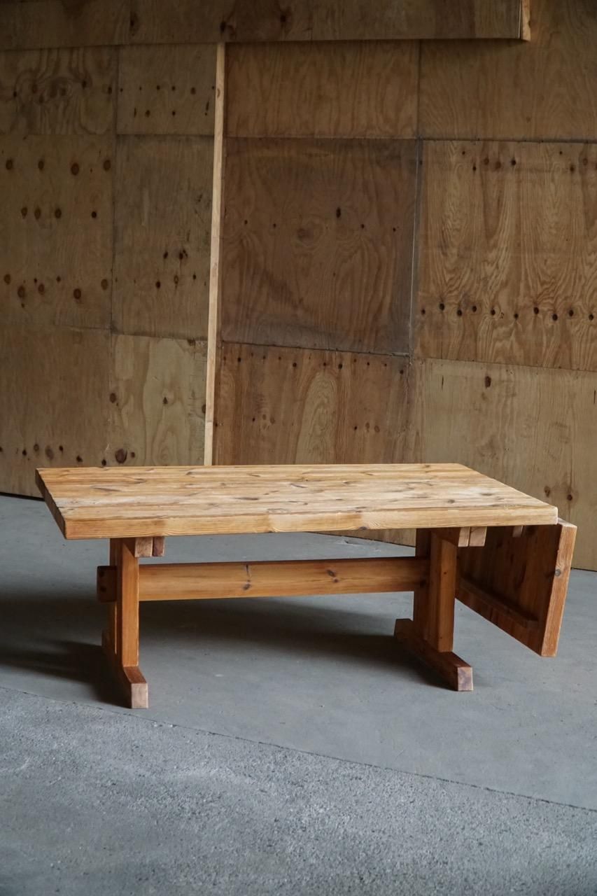 Danish Modern Brutalist Dining Table In Pine, Hans Jørgen Frydendal, 1970s photo 2941.0