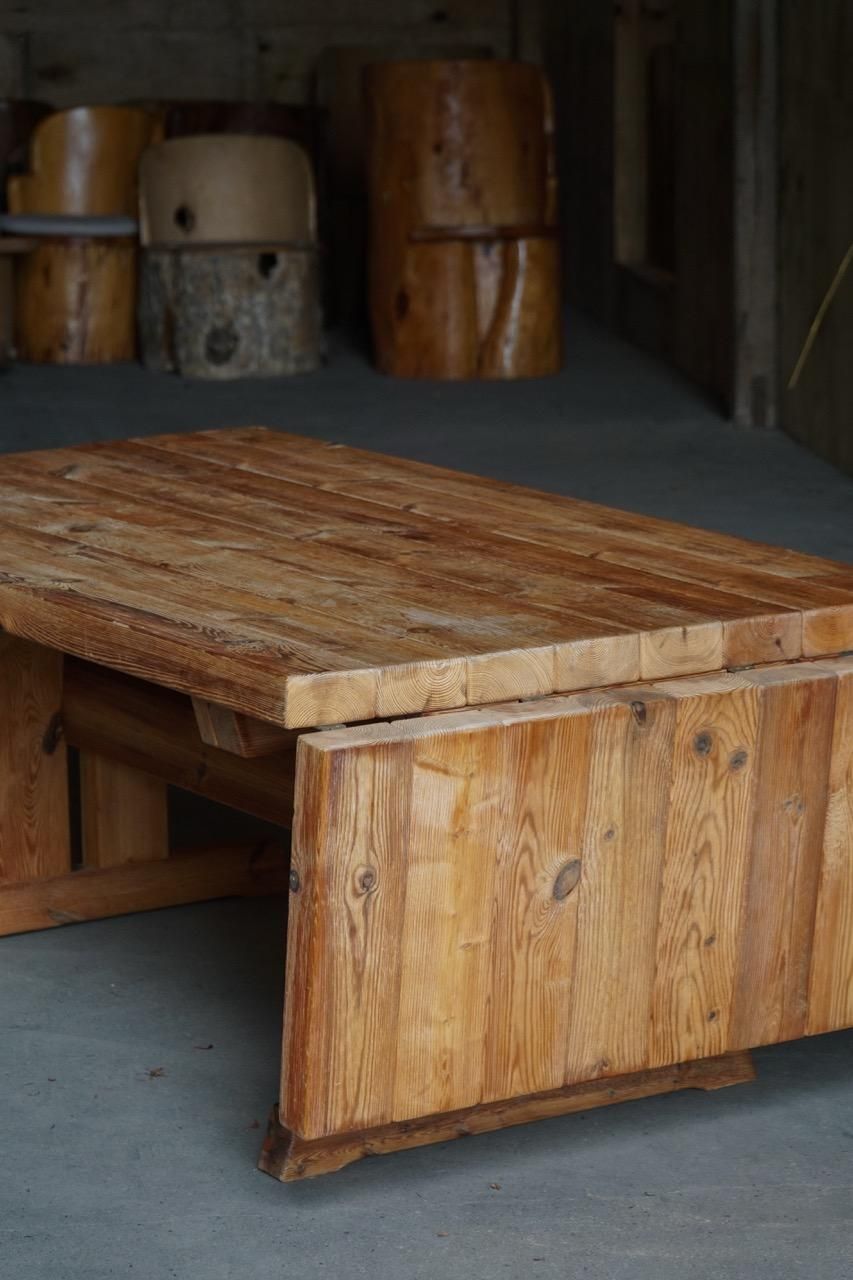 Danish Modern Brutalist Dining Table In Pine, Hans Jørgen Frydendal, 1970s photo buy