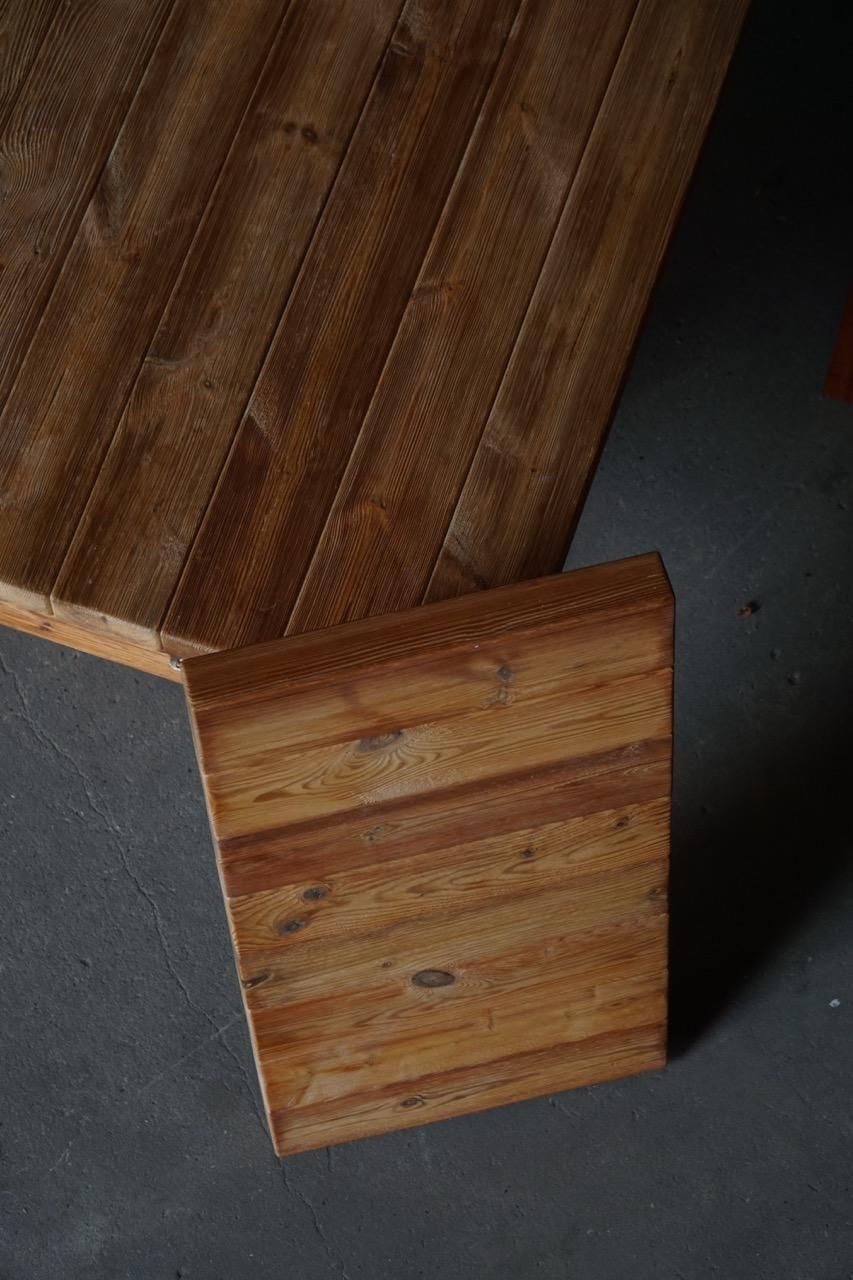 Danish Modern Brutalist Dining Table In Pine, Hans Jørgen Frydendal, 1970s photo vintage