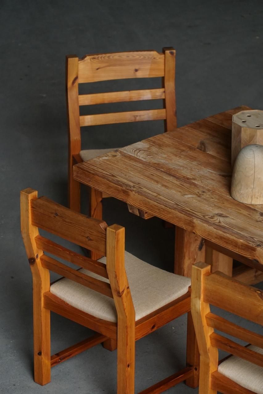 Set Of 6 Brutalist Chairs In Pine, Hans Jørgen Frydendal, Danish Modern, 1970s photo 3639.0