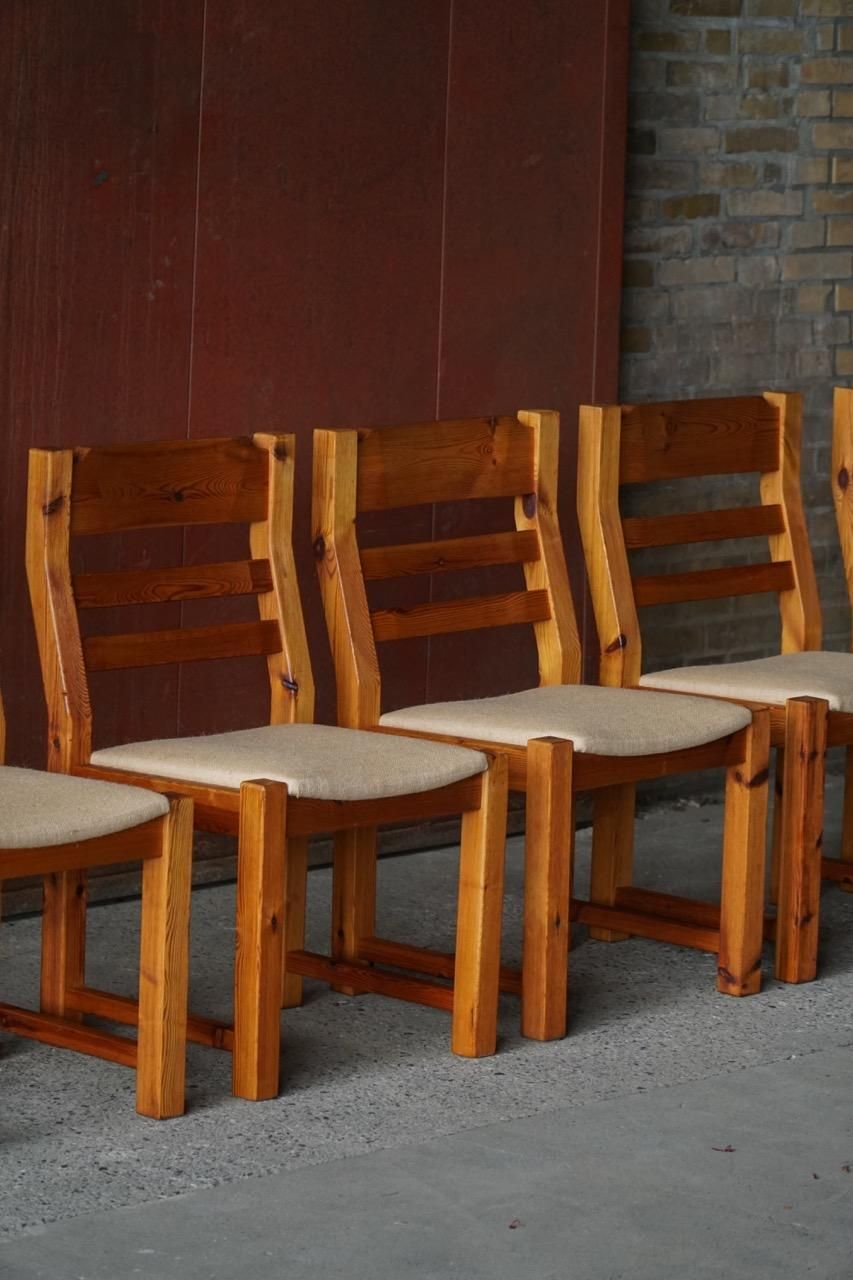 3639.0 Set Of 6 Brutalist Chairs In Pine, Hans Jørgen Frydendal, Danish Modern, 1970s photo
