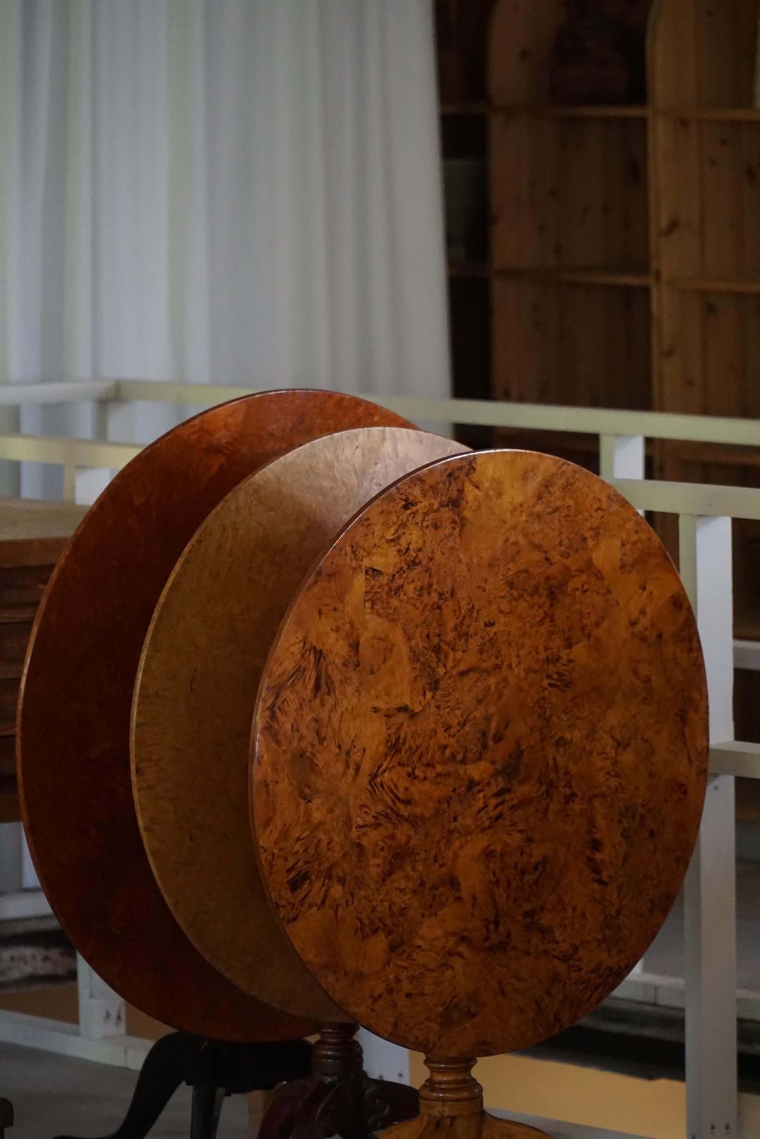 Swedish Antique Burl Wood Tilt Top Table With Pedestal Base, Early 19th Century photo vinterior
