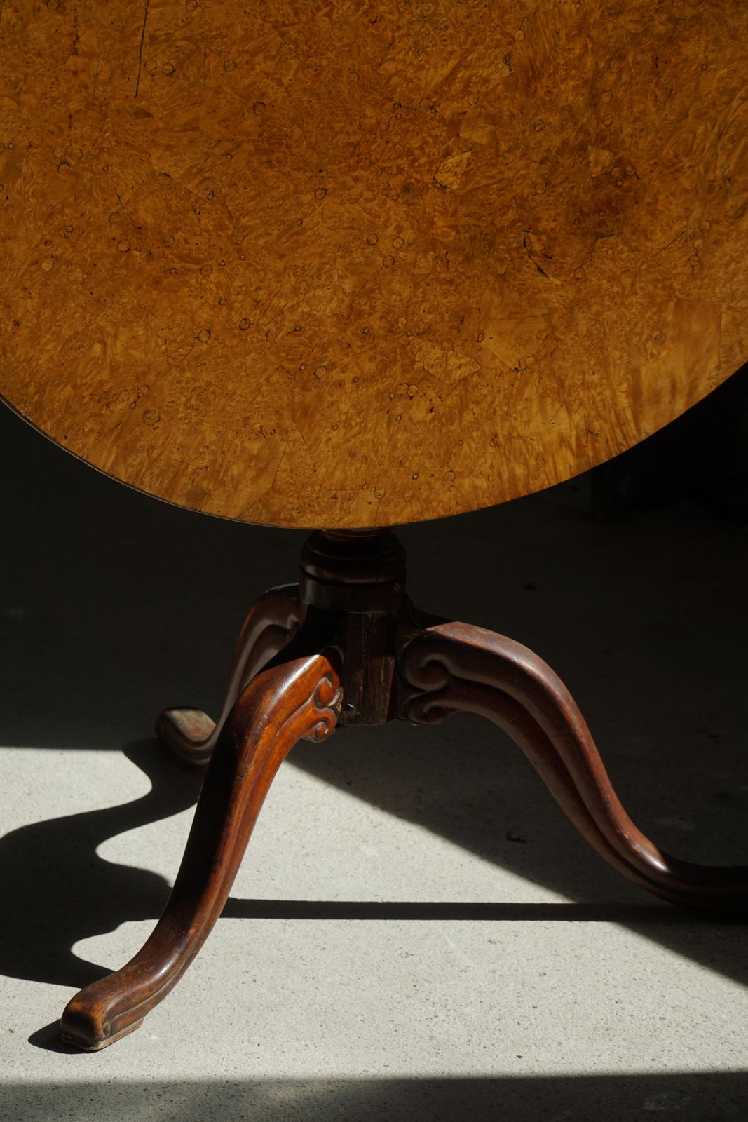 Early 19th Century, Swedish Antique Tilt Top Occasional Table In Burl Wood photo buy